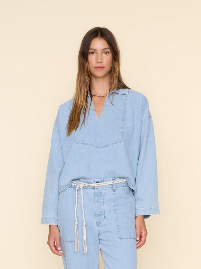 Xirena Tops | Women Light Blue Abbott Denim Top