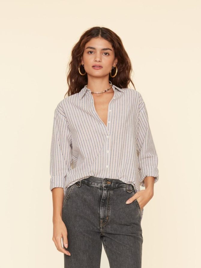 Xirena Shirts | Women Mocha Stripe Beau Shirt