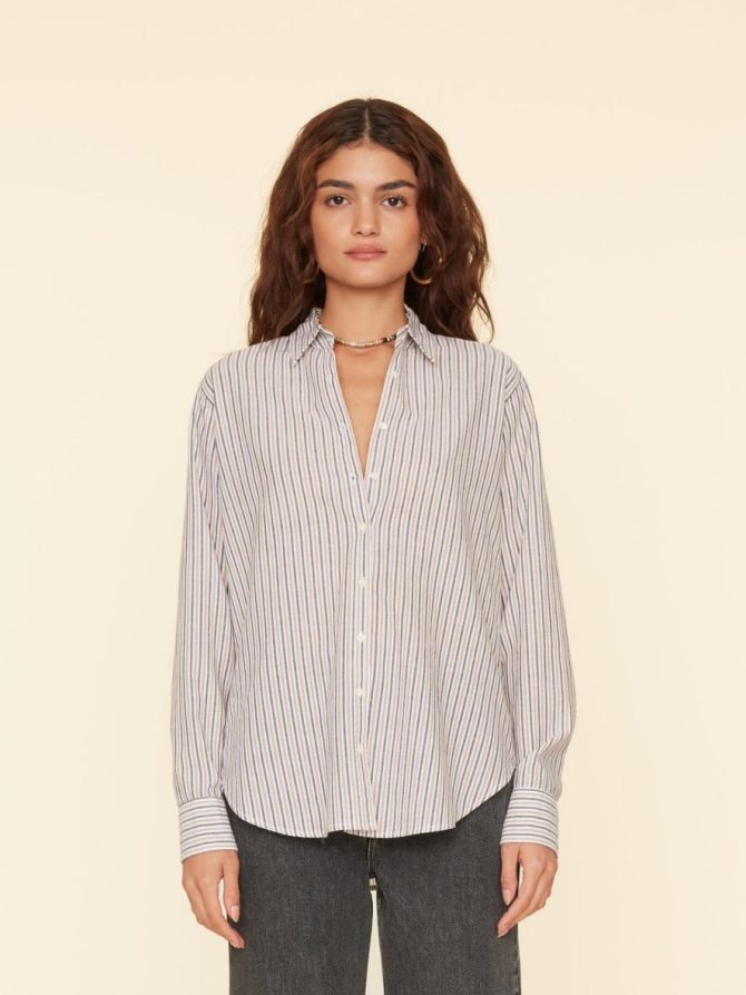 Xirena Shirts | Women Mocha Stripe Beau Shirt