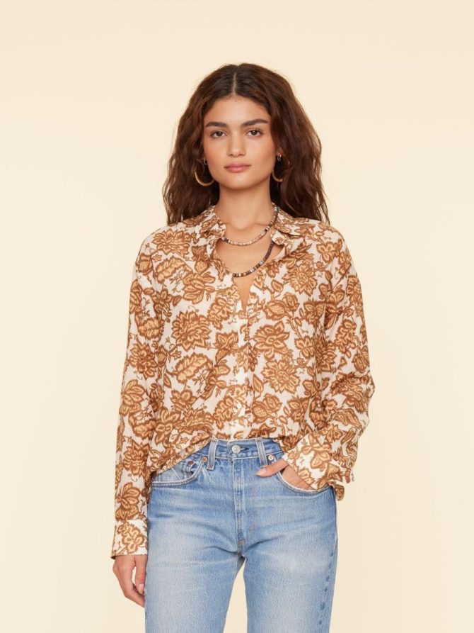 Xirena Shirts | Women Cream Toffee Beau Shirt