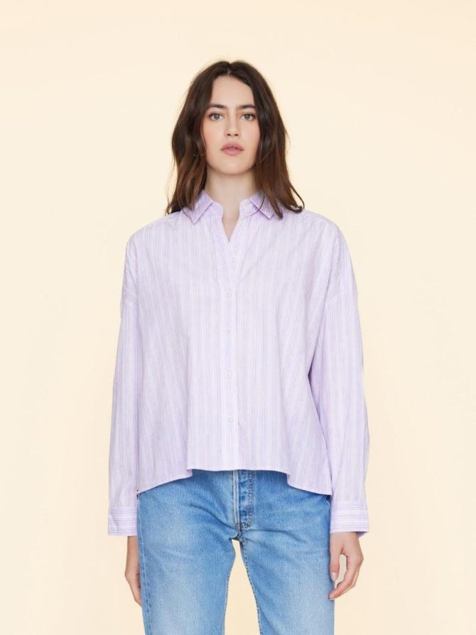 Xirena Shirts | Women Lilac Stripe Riley Shirt