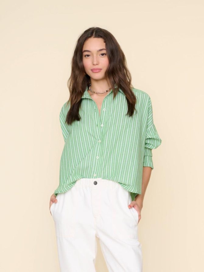 Xirena Shirts | Women Matcha Stripe Riley Shirt