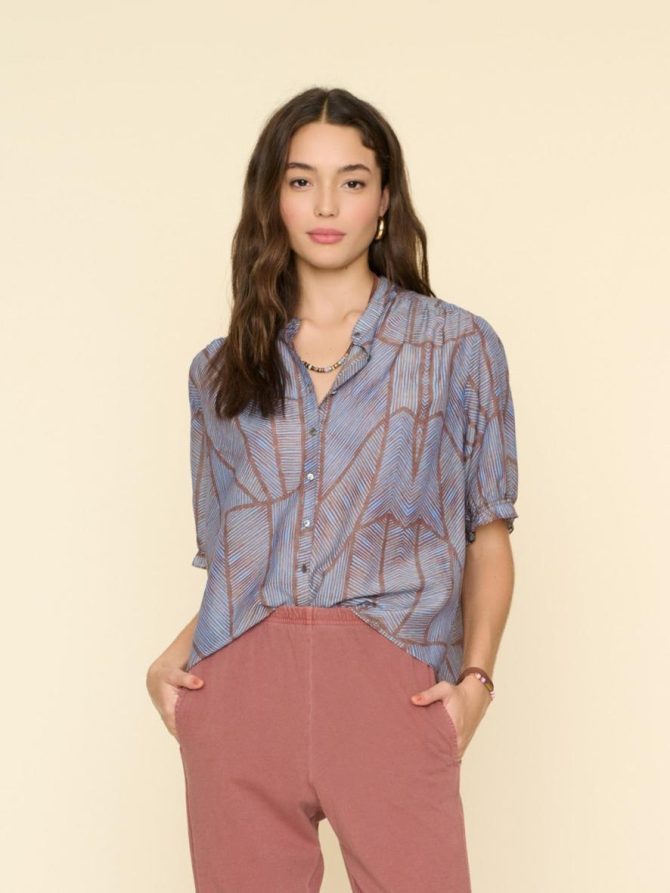 Xirena Tops | Women Cyan Geode Eden Shirt