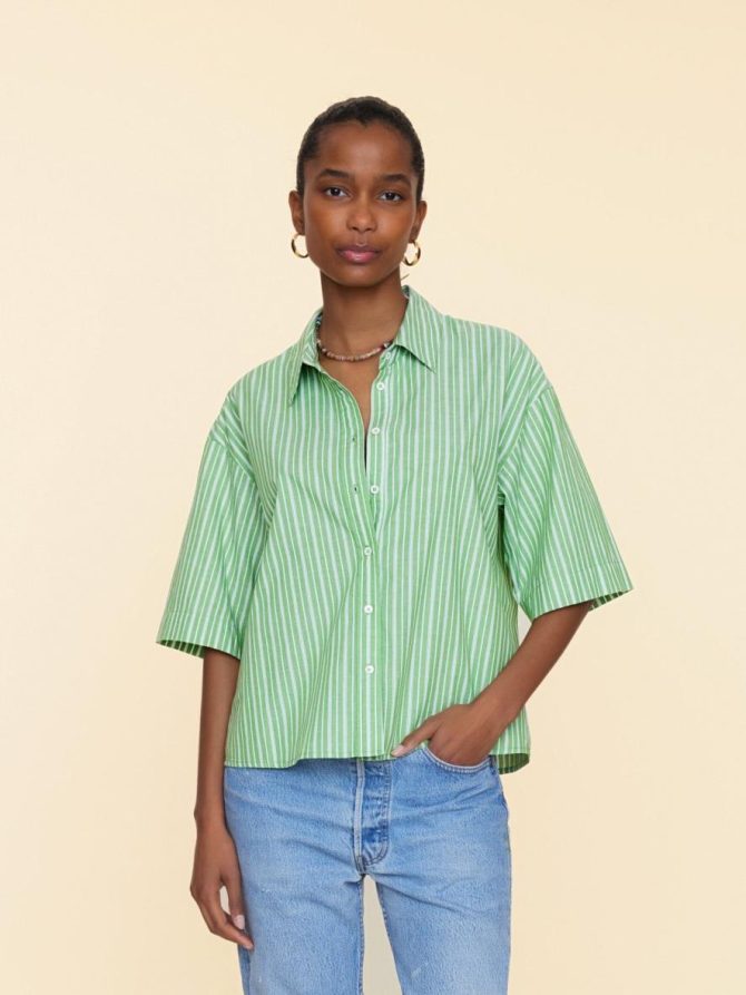 Xirena Shirts | Women Matcha Stripe Gracie Shirt