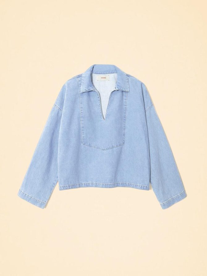 Xirena Tops | Women Light Blue Abbott Denim Top